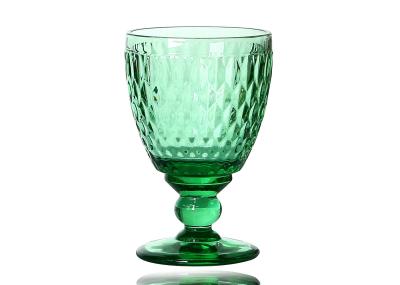 Hand Pressed 12.5cm Tall Non Slip11 Oz Highball Glass FDA Certification, Solid Green Drinking Glass