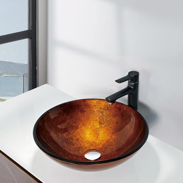145mm Tempered Glass Sink Bathroom Countertop No Hole Scratch Resistance With Foil