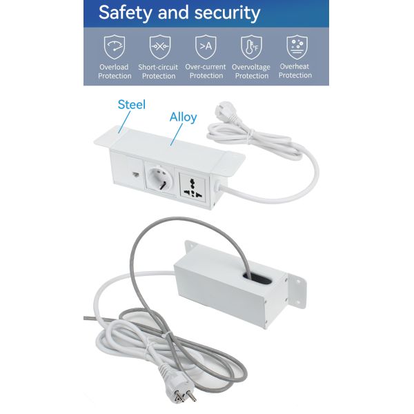 Recessed Under Desk Mount Power Bar Edge Power Bar UKCA Certificated