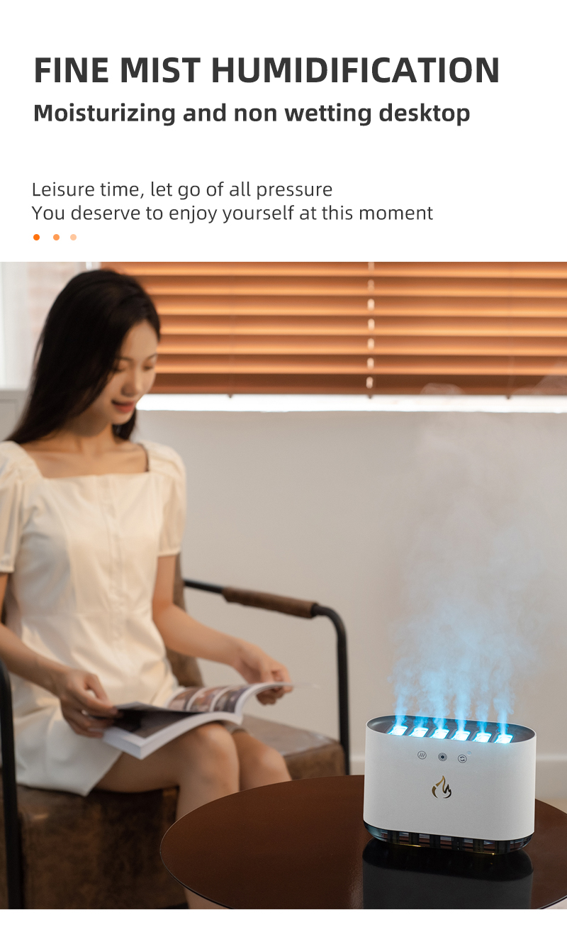NEW Music Dynamic 7 Colorful Lighting Large Fashion Fog Cool Misting Personal Machine Smart Flame Humidifier