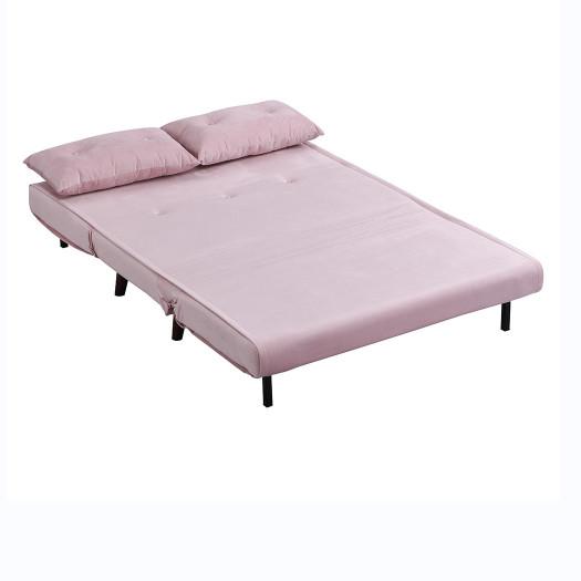 Tri dobrável estofado roda o veludo cor-de-rosa Sofa Bed Chair de Seater do Daybed 2