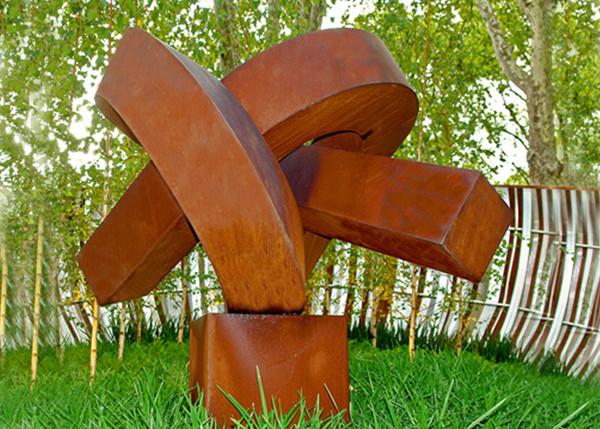 Abstract Rusted Metal Sculpture , Contemporary Rusted Steel Garden Art