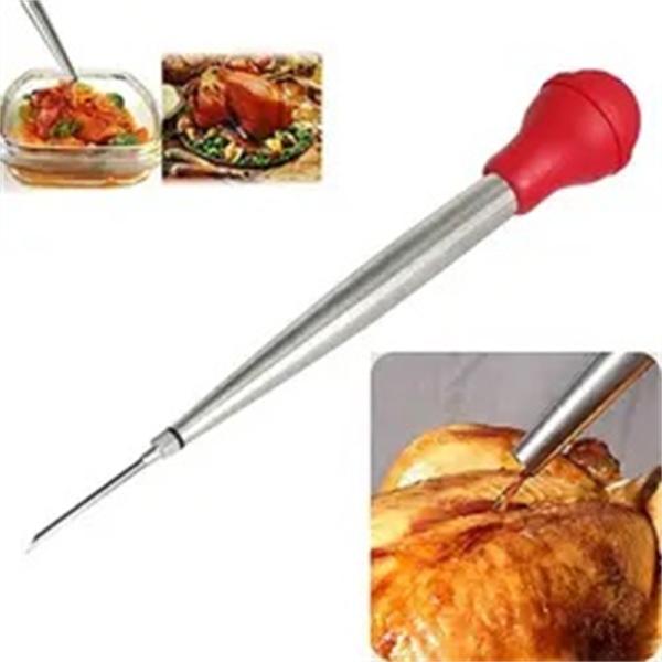 304 Stainless Steel Silicone Drip Oil Seasoning Tube for BBQ Turkey Needle in Balck