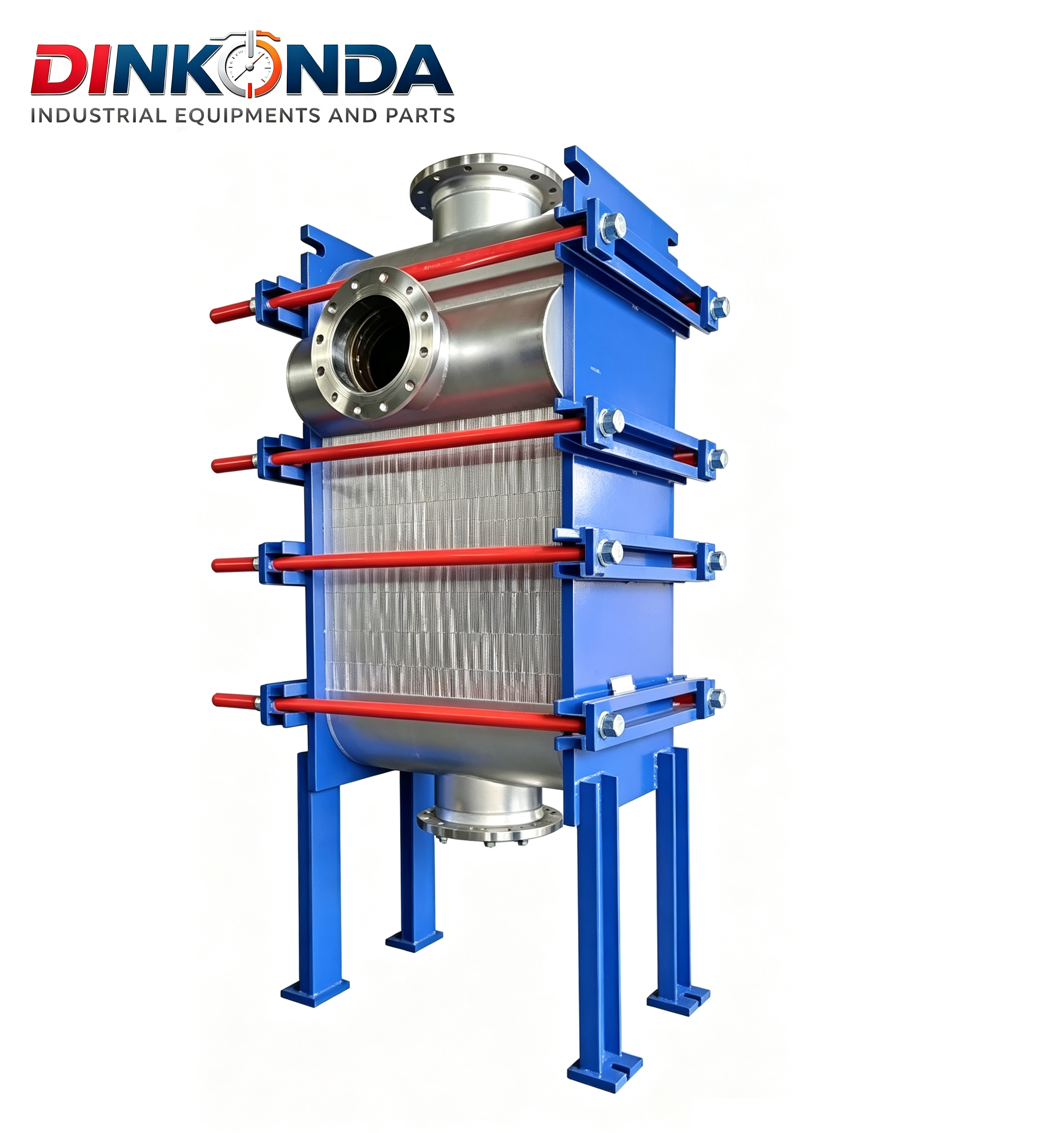 Stainless Steel Titanium Vertical Flat Plate Frame Heat Exchanger Gasketless Flange Counterflow