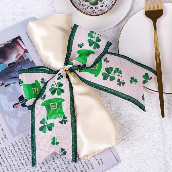 63mm Sustainable St. Patrick's Day Ribbon MSD Customized Wired Ribbon para a fita irlandesa