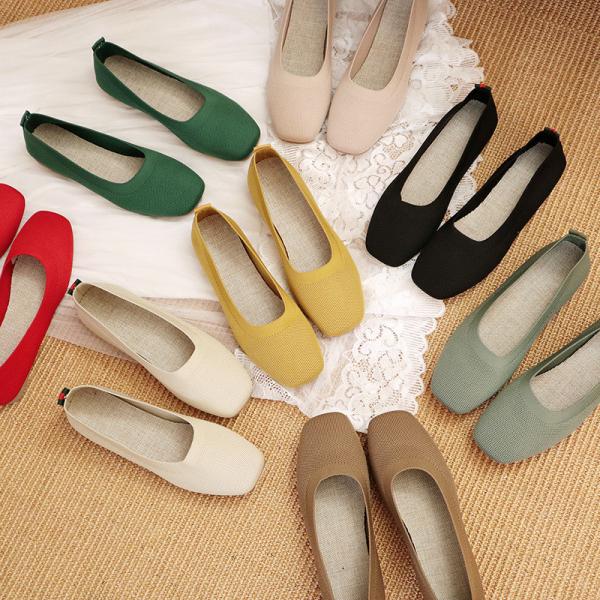 Knitted Round Head Flat Bottomed Daily All Match Women'S Loafers Lady Flats Shoes