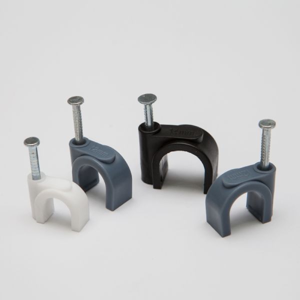 Electrical Wiring Accessories Flat Nail Clips PE Material Round Plastic Wall Cable Wire Clip