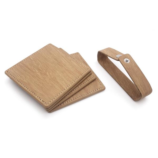 Стекла чашки придают квадратную форму каботажным судн напитка PU кожаной древесины каботажных судн кожаным