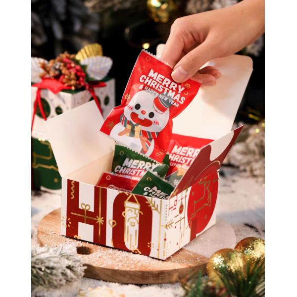 Xmas Tree Nougat Gift Packing Box Rectangle Cookie Assortment Box
