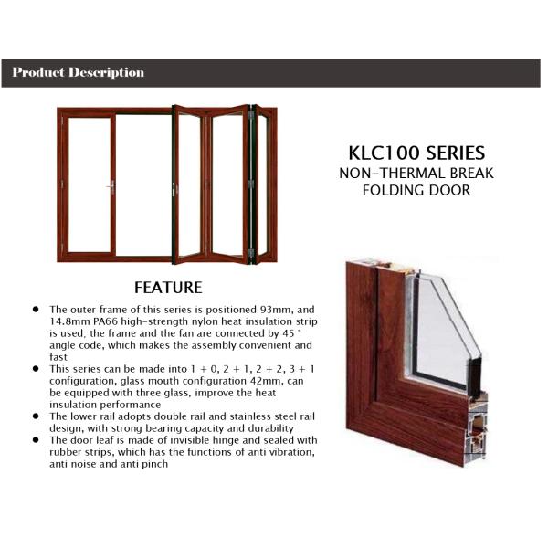 Wood Grain Aluminum Folding Doors Fiberglass Non Thermal Break