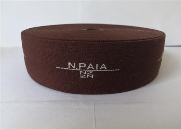 5 Cm Jacquard Elastic Webbing / Gray On Brown Custom Jacquard Ribbon