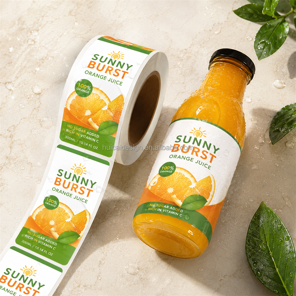 Custom Printing Logo Waterproof Food Sticker Jar Glass Plastic Bottle Label Round Rectangular clear Packaging Label
