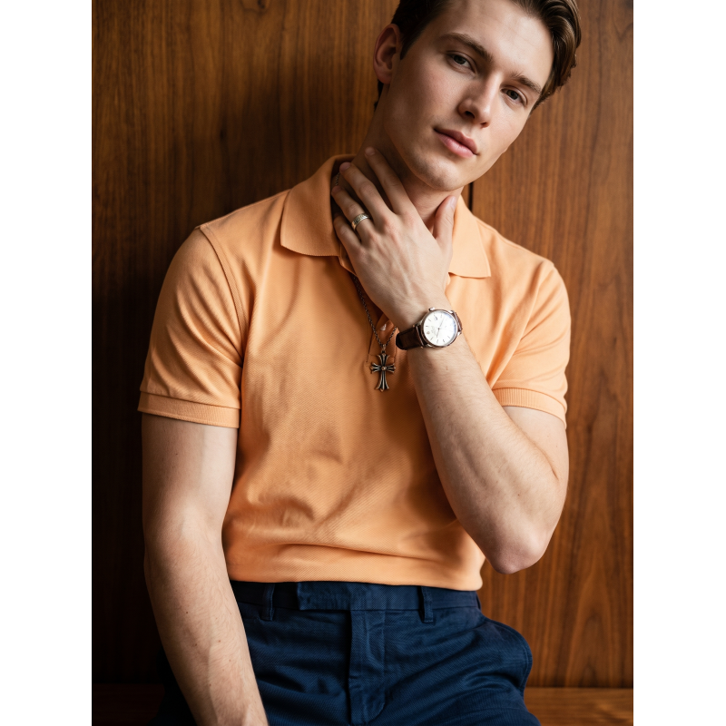 Orange TC Cotton Fabric Wrinkle Resistance Blended Fabric For Work Uniforms