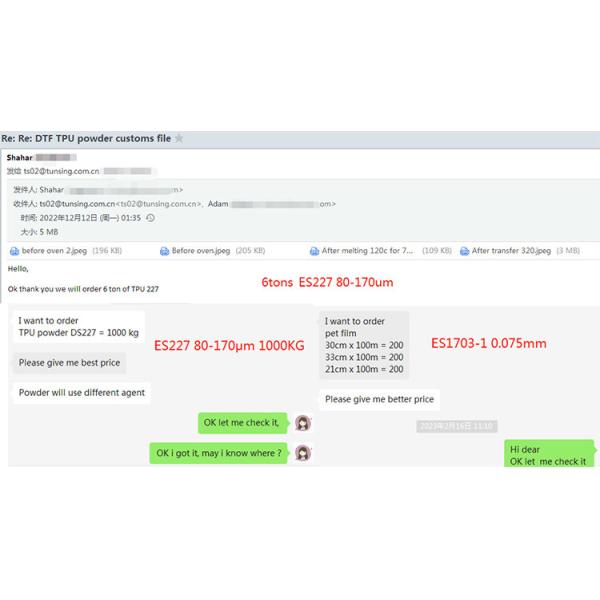 80 - порошок Dtf полиуретана Tpu 1Kg/Bag передачи тепла 200Um для футболок