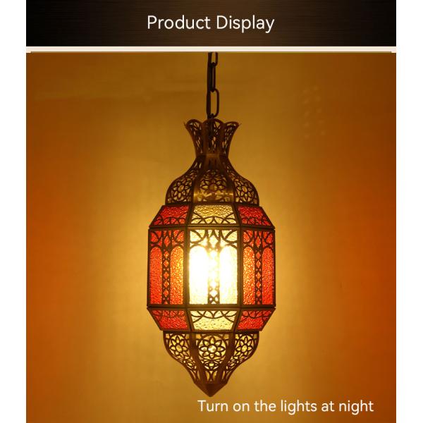 80 Ra Color Rendering Index Copper Glass Chandelier for Hotel Living Room in Modern Arab Muslim Style