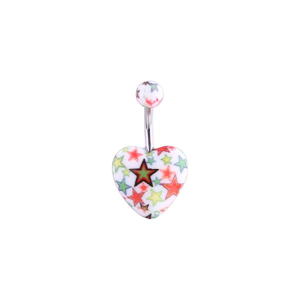 New arrival heart shape belly ring piercing jewelry 14G surgical steel navel belly ring