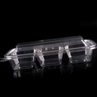 OEM factory disposable 3 cavity transparent vacuum formed rectangular PET plastic clamshell pastry cake box