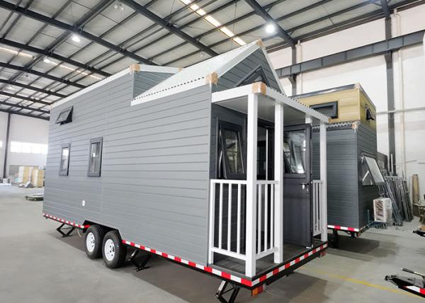 Estrutura Modular de Aço Leve Casa Prefabricada Pequena Em Rodagens Com Trailer Para Airbnb