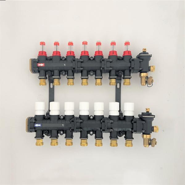 Radiant Floor Heat Manifolds, EP Radiant Heat Manifold,Nylon Manifold with flow meter with bracket for Radiant heating