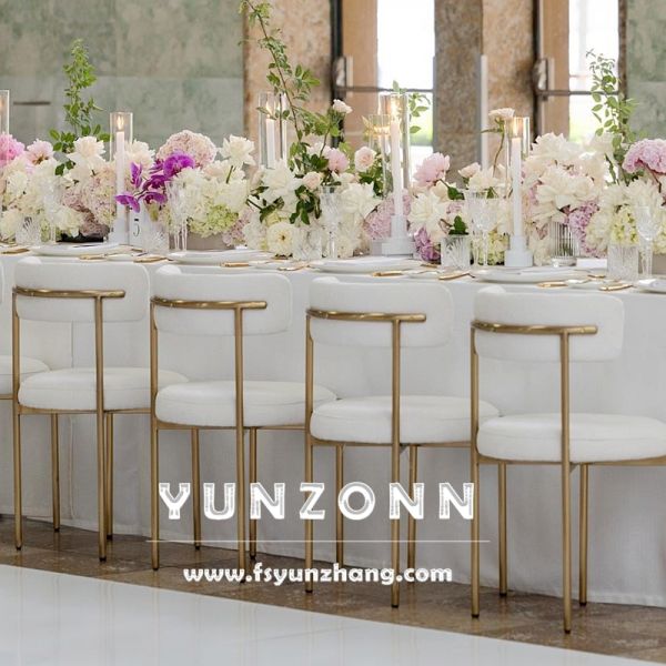 Stackable Sherpa Cushion Metal Hotel Wedding Banquet Restaurant Chair White Fabric Upholstery Wedding Decor Chairs