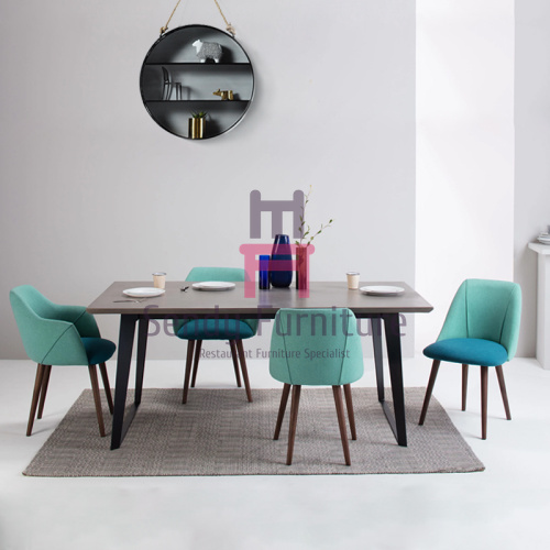 Ресторан Сеатер ткани цвета контраста деревянный предводительствует стул древесины золы руки Адена бархата