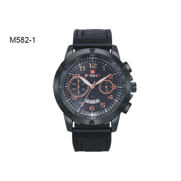BARIHO Leather Band Men's Quartz Watch Chronograph Date Wristwatch M582