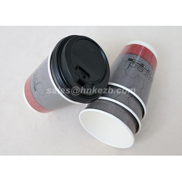 Double Wall Disposable Coffee Cups Custom Logo Printed With Black Or White Lids