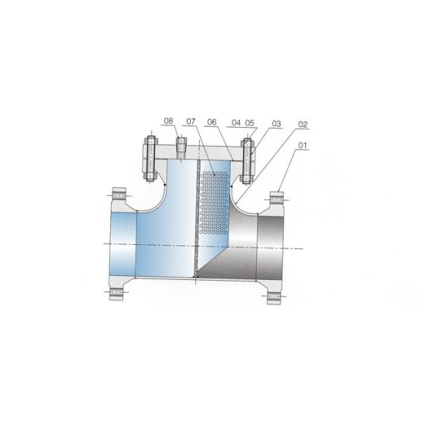 Blue T Type Strainer , Industrial Fabricated Strainers Weld Body With WN Flange