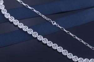S925 Sterling Silver CZ Tennis Necklace For Engagement Gift