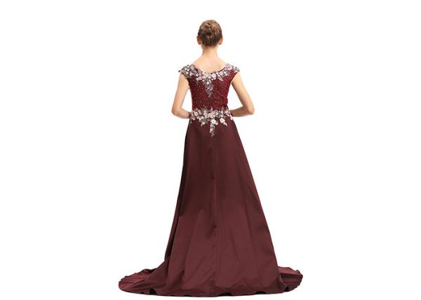 Purplish Red Wedding Bridesmaid Dresses , Beauty Flower Maxi Prom Dresses