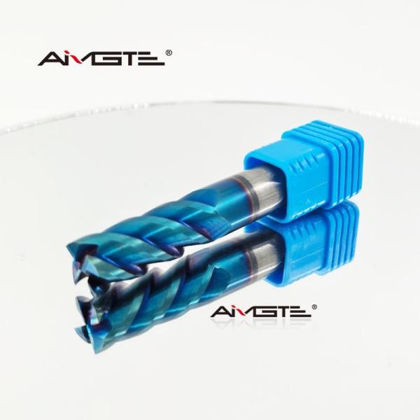 16mm 4 Flute 45° Helix Angle Carbide End Mill Bits Blue Nano Coated Flat End Milling Cutter for Steel CNC Machine Tool