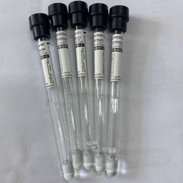 Parte superior 1.6ml do preto do espécime do sangue inteiro do tubo do ESR do 1:4 do citrato de sódio