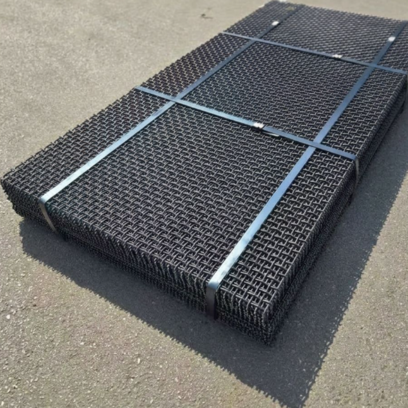 65Mn Manganese Steel Crimped Wire Mesh with 5mm-12mm Wire Diameter and 30mm-80mm Opening Size for Heavy Duty Screening
