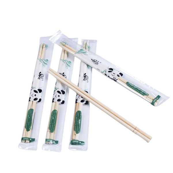 Customized Logo Round Bamboo Disposable Chopsticks and Disposable Natural Color