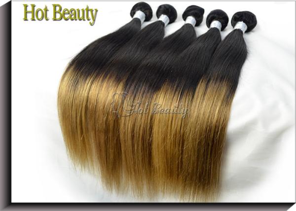 5A Peruvian Human Hair Extensions Ombre , Silk Straight Hair Weft