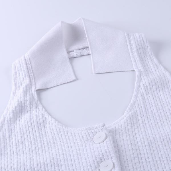 Backless Button Front Women Crop Top , Sleeveless Cotton Halter Tank Top