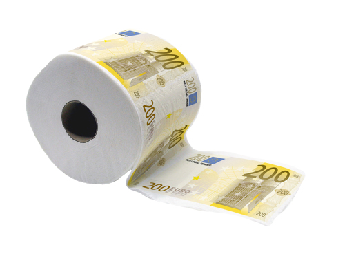 200 euro printed bathroom tissue