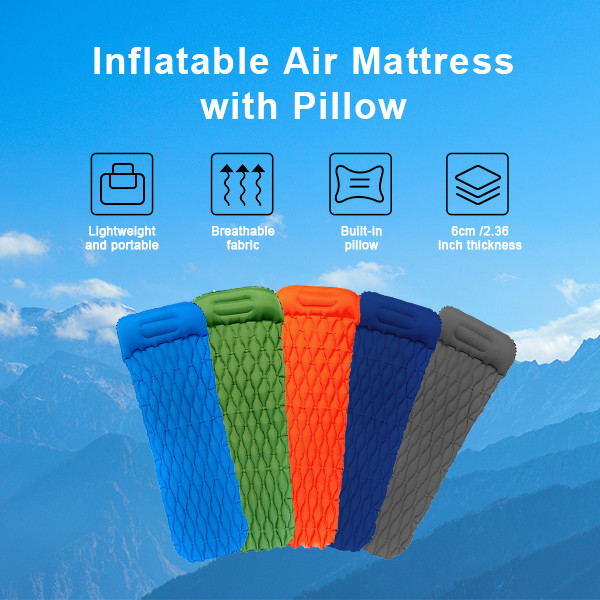 40D Nylon TPU Outdoor Sleeping Pad Ultralight Inflatable Sleeping Pad Hiking Air Mattress