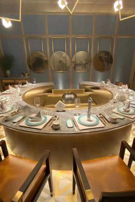 Professional Ten Seat Gas Teppanyaki Plate Table With Ventilation / Precipitator