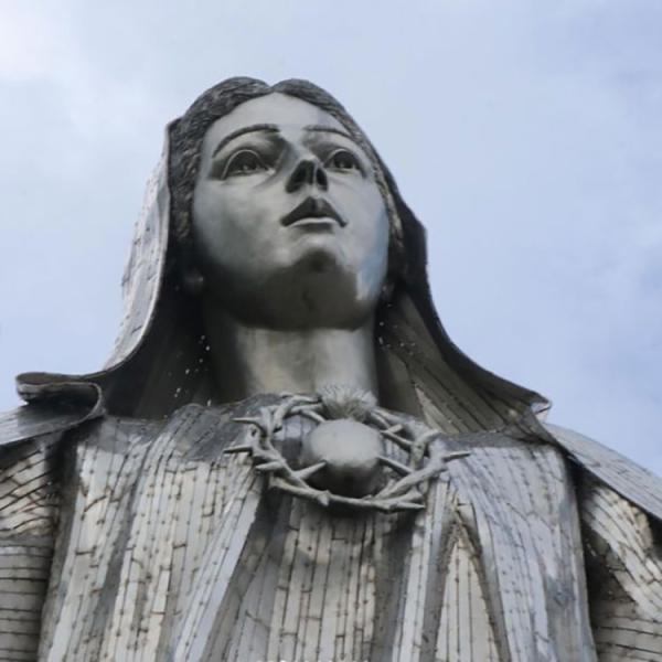 34 Feet Freestanding Outdoor Metal Sculpture Mary Religious Statue Hand Crafted