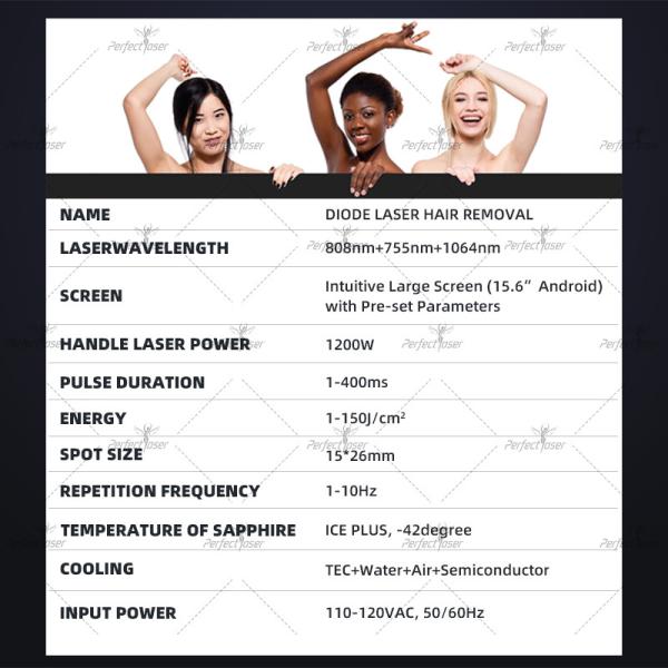 длина волны машины 3 удаления волос лазера диода 3500В безболезненная 808нм