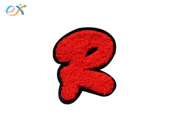 D Letters Caps Chenille Custom Iron On Patches For Hoodies Clothing