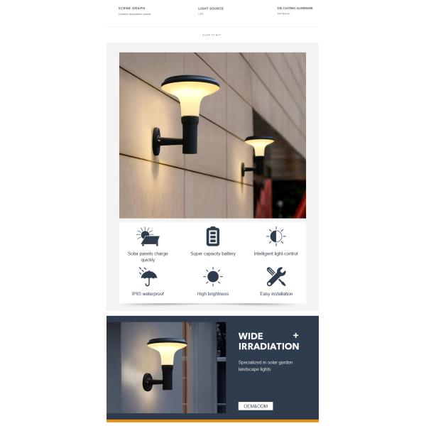 Стена внешнего беспроводного металла солнечная установила солнечное светлое IP65 водоустойчивое для дворов