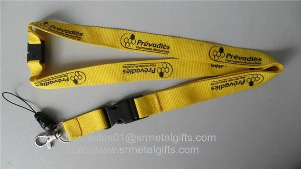 Bespoke printed polyester lanyard ribbon with ABS release buckle and breakaway buckle,