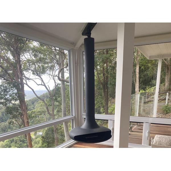 Suspended wood burning black paint decorative rooftop fireplace indoor steel custom