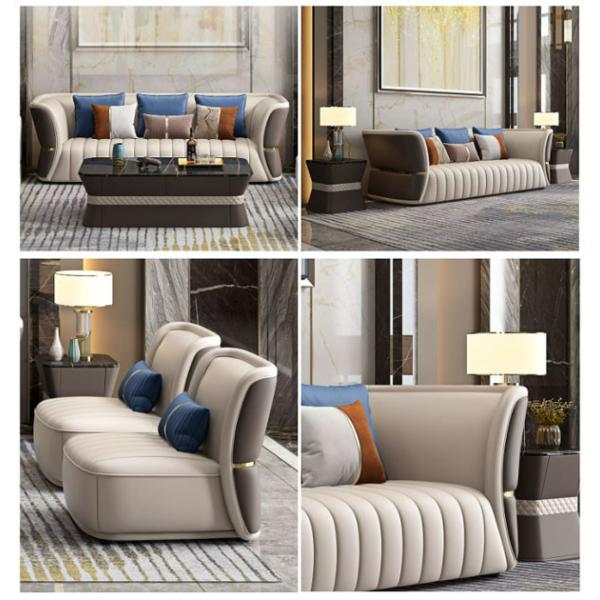 Italian Luxury Style 6 Piece Sectional Couch Furniture Leather 1+2+3 Set