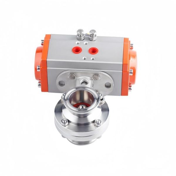 Sanitary Tri Clamp Pneumatic Butterfly Valve 304 Stainless Steel Food Grade Air Operated Shut Off Valve