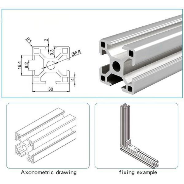 Profilé de cadre d'extrusion d'aluminium personnalisé d'usine 30*30, fente T8, profils d'aluminium industriels personnalisés