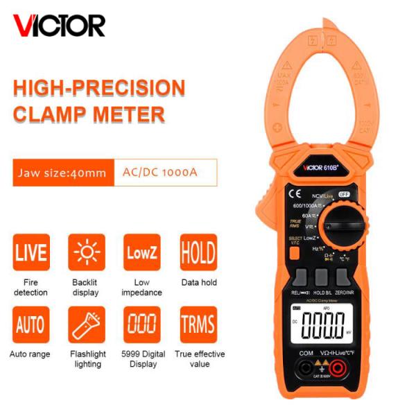 VFC True RMS NCV VICTOR 1000V 1000A Digital Clamp Meter 5999 Counts