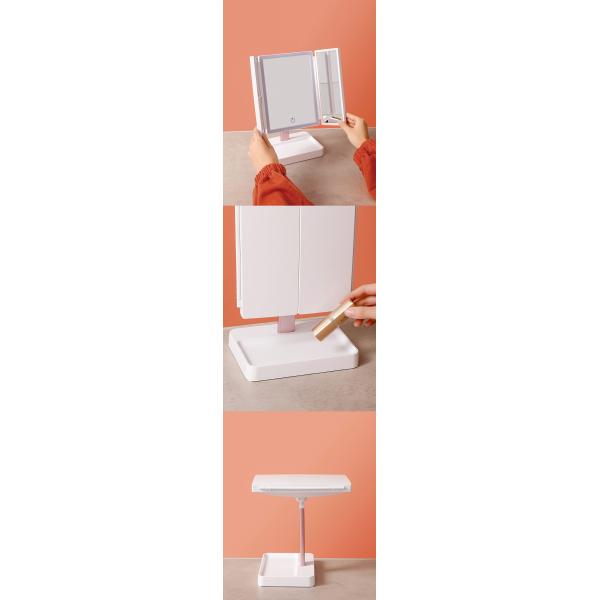 Trifold vanity Lighted Magnifying Makeup Mirror Cosmetic ABS Plastic